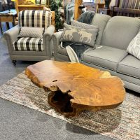 Rustic Coffee Table with Hollow Log Base