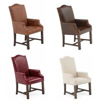 Upholstered Arm Captain Chairs: Bomber Jacket Brown
Leather (Top Left), Burnt Umber Cypress Leather (Top Right), Crimson Red Leather (Bottom Left), & Barley Cream Fabric (Bottom Right)