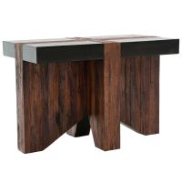 Urban Rustic Banded Wood End Table