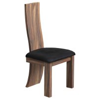 Urban Rustic Dayton Upholstered Dining Chair with Golden Walnut Backrest and Parisian Midnight Black Leather Seat
