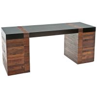 Urban Rustic Mahogany & Reclaimed Wood 6 Drawer File Desk