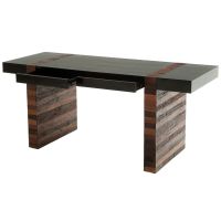 Urban Rustic Mahogany & Reclaimed Wood 2 Drawer Writing Desk shown with drawers open