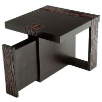 Urban Rustic Mahogany End Table shown with open magazine drawer