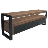 Urban Rustic Media Console - Antique Distressed Dark Mahogany