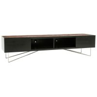 Urban Rustic Metal Wedge TV Stand - Smooth Reclaimed Wood