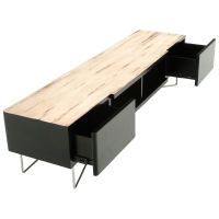 Urban Rustic Metal Wedge TV Stand - Antique Distressed White Mahogany