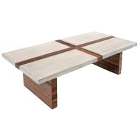 Urban Rustic Mission Dining Table shown with Urban Graphite Mahogany top & Natural Reclaimed Wood base and inlay