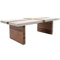 Urban Rustic Mission Dining Table shown with Urban Graphite Mahogany top & Natural Reclaimed Wood base and inlay