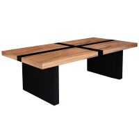 Urban Rustic Mission Dining Table shown with Golden Walnut top & Ebony Mahogany base and inlay