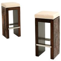 Urban Rustic Modern Bar Stools with Cushioned Seats