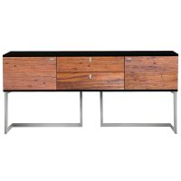 Urban Rustic Modern Sideboard shown with Natural Reclaimed Wood Cabinet & Silver Steel Base