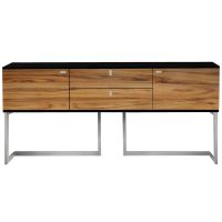 Urban Rustic Modern Sideboard shown with Golden Walnut Cabinet & Silver Steel Base