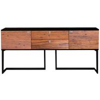 Urban Rustic Modern Sideboard shown with Natural Reclaimed Wood Cabinet & Ebony Metal Base