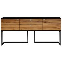 Urban Rustic Modern Sideboard shown with Golden Walnut Cabinet & Ebony Metal Base