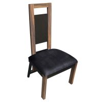 Urban Rustic Night At The Apollo Dining Chair - Ebony Backrest - Parisian Midnight Black Leather Seat