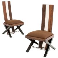 Urban Rustic Reclaimed Wood Dining Chairs - Pictured seat cushions have been discontinued