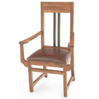 Urban Rustic Runway Dining Chair - Golden Walnut Arm Chair - Burnt Umber Cypress Leather