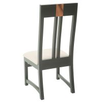 Urban Rustic Runway Dining Chair - Ebony Side Chair - Creme Linen Fabric