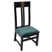 Urban Rustic Runway Dining Chair - Ebony Side Chair - Green Velvet Fabric