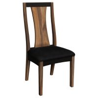 Urban Rustic Slimline Upholstered Dining Chair with Golden Walnut Backrest and Parisian Midnight Black Leather Seat