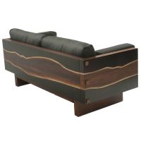 Urban Rustic Wildwood Cushioned Sofa - Black Leather Cushions