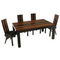 Urban Rustic Wildwood River Dining Table with Ebony River shown with Urban Rustic Wildwood Upholstered Dining Chairs