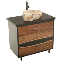 Urban Rustic Wildwood Vanity shown with Flat Edge Ebony Maple Top