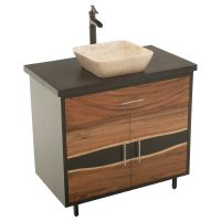 Urban Rustic Wildwood Vanity shown with Flat Edge Ebony Maple Top