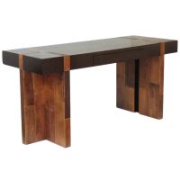 Urban Rustic Wood Writing Desk shown in Brown Mahogany & Natural Reclaimed Wood