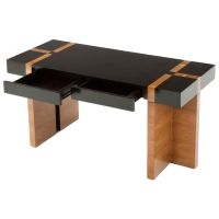 Urban Rustic Wood Writing Desk shown in Ebony Mahogany & Smooth Teak