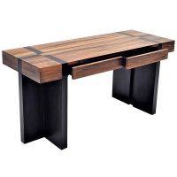 Urban Rustic Wood Writing Desk shown in Golden Walnut & Ebony Mahogany