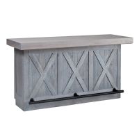 Rustic Reclaimed Barn Wood Barn Door Wine Bar - Front View - Pewter Finish - Optional Whitewash