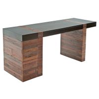 Urban Rustic Mahogany & Reclaimed Wood Office Desk 4 Drawer w/ Left Pedestal