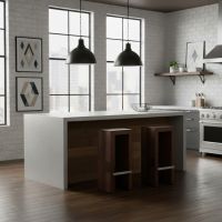 Urban Contemporary Bar Stool: Some lifestyle images are created with AI for visualization purposes. Crafted from natural solid wood, each piece is unique and will vary.