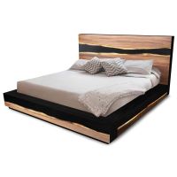Urban Rustic Wildwood Deluxe Platform Bed - Live Edge Ebony Wildwood