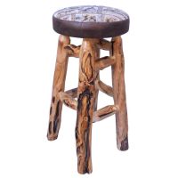 Beartooth Aspen Upholstered Swivel Log Pub Stools-30Inch-Gnarly Log-Yellowstone Sand