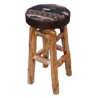 Beartooth Aspen Upholstered Swivel Log Pub Stools-30Inch-Natural Log-Cloudcroft Earth