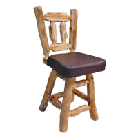 Beartooth Aspen Woodland Upholstered Log Pub Stools-Side Chair-Counter Height-24Inch-Natural Log