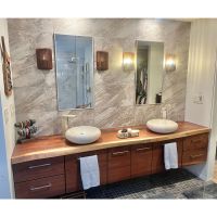 Woodland Natural Wood Floating Bathroom Vanity - Black Walnut
