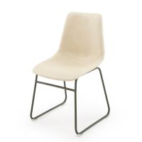 Vogue Upholstered Leather Dining Chair - Natural Beige Leather