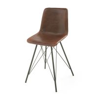 Vogue Upholstered Leather Stool - Burnt Umber Cypress Leather