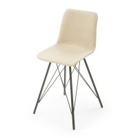 Vogue Upholstered Leather Stool - Natural Beige Leather