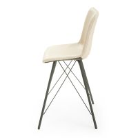 Vogue Upholstered Leather Stool - Natural Beige Leather