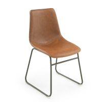 Vogue Upholstered Leather Dining Chair - Saddle Brown Leather