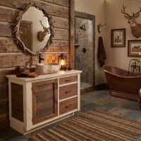 Rustic Farmhouse Vanity: Some lifestyle images are created with AI for visualization purposes. Crafted from natural solid wood, each piece is unique and will vary.