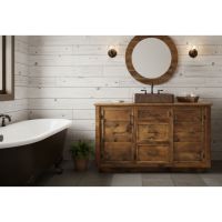 Rustic Vanity: Some lifestyle images are created with AI for visualization purposes. Crafted from natural solid wood, each piece is unique and will vary.