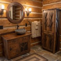 Rustic Vanity: Some lifestyle images are created with AI for visualization purposes. Crafted from natural solid wood, each piece is unique and will vary.