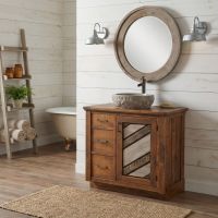 Rustic Vanity: Some lifestyle images are created with AI for visualization purposes. Crafted from natural solid wood, each piece is unique and will vary.