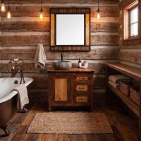 Rustic Bathroom Vanity: Some lifestyle images are created with AI for visualization purposes. Crafted from natural solid wood, each piece is unique and will vary.