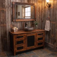 Rustic Bathroom Vanity: Some lifestyle images are created with AI for visualization purposes. Crafted from natural solid wood, each piece is unique and will vary.